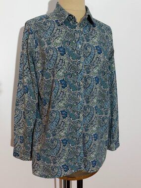 Simons Liberty Fabric Paisley Print Long Sleeve Button Shirt
